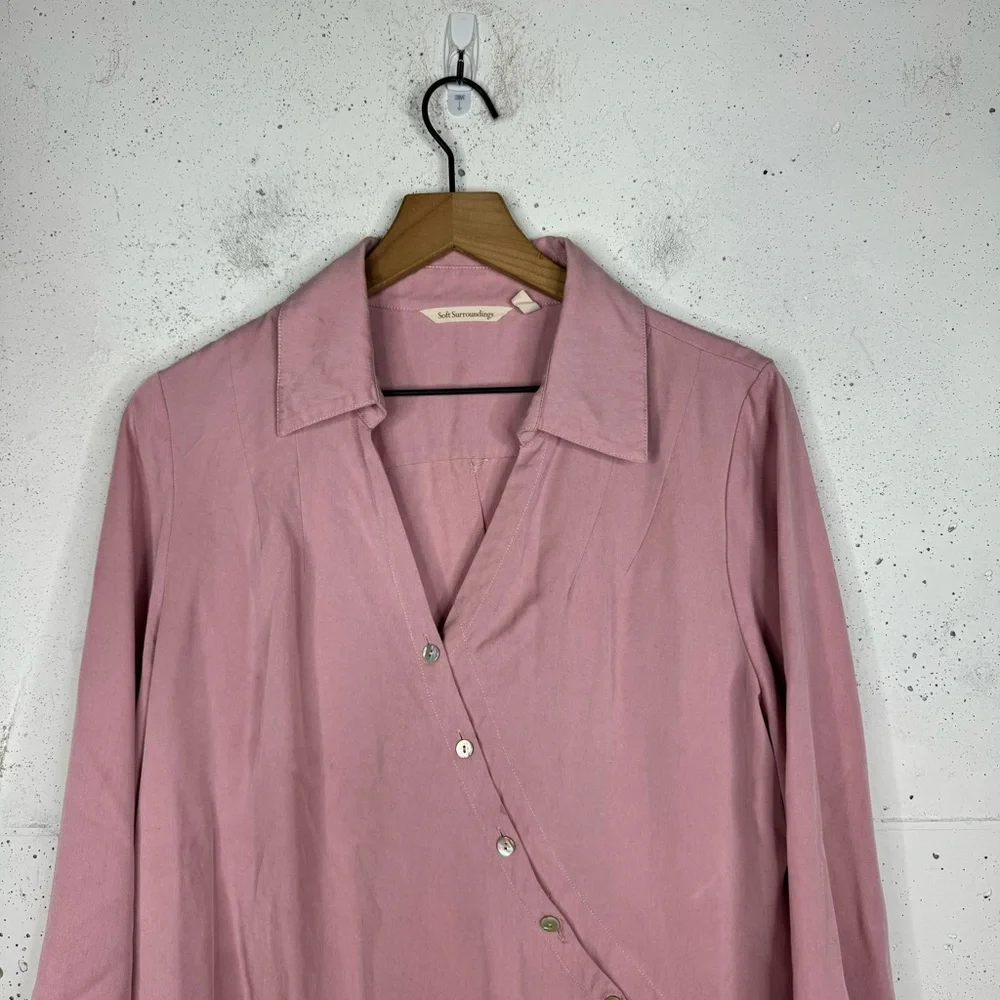 Soft Surroundings Button Wrap Tunic Top Side Button Tab Sleeves Large - Picture 2 of 10